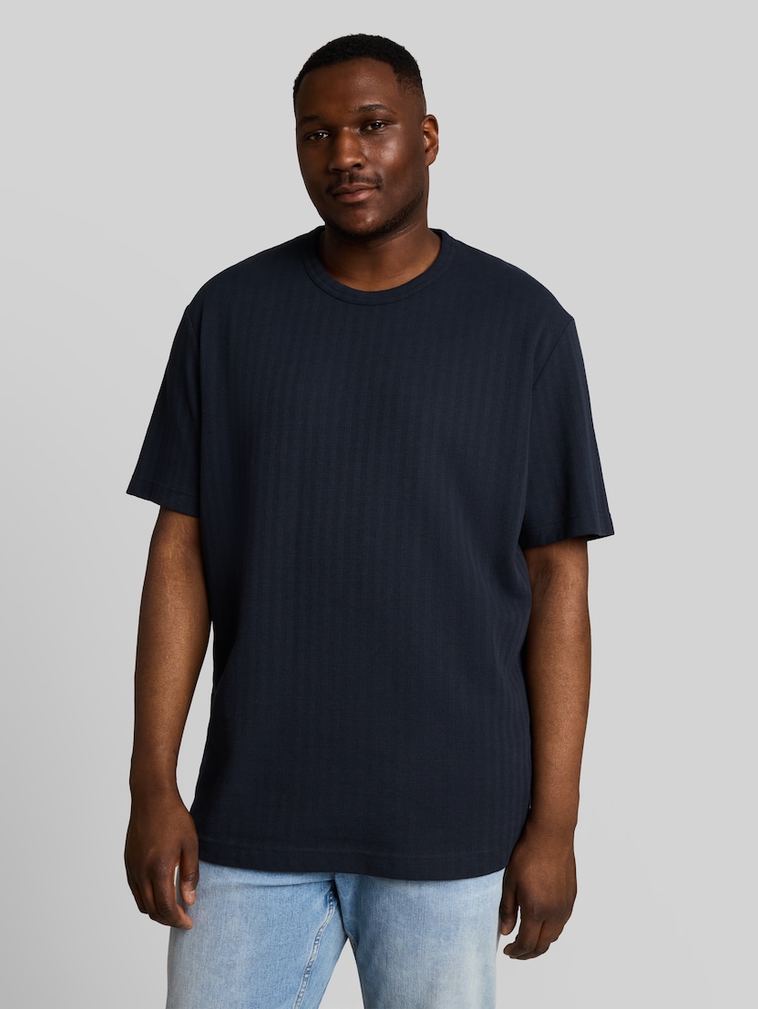 Plus Size - T-shirt met wafelstructuur door Men Plus Size, sky captain blue