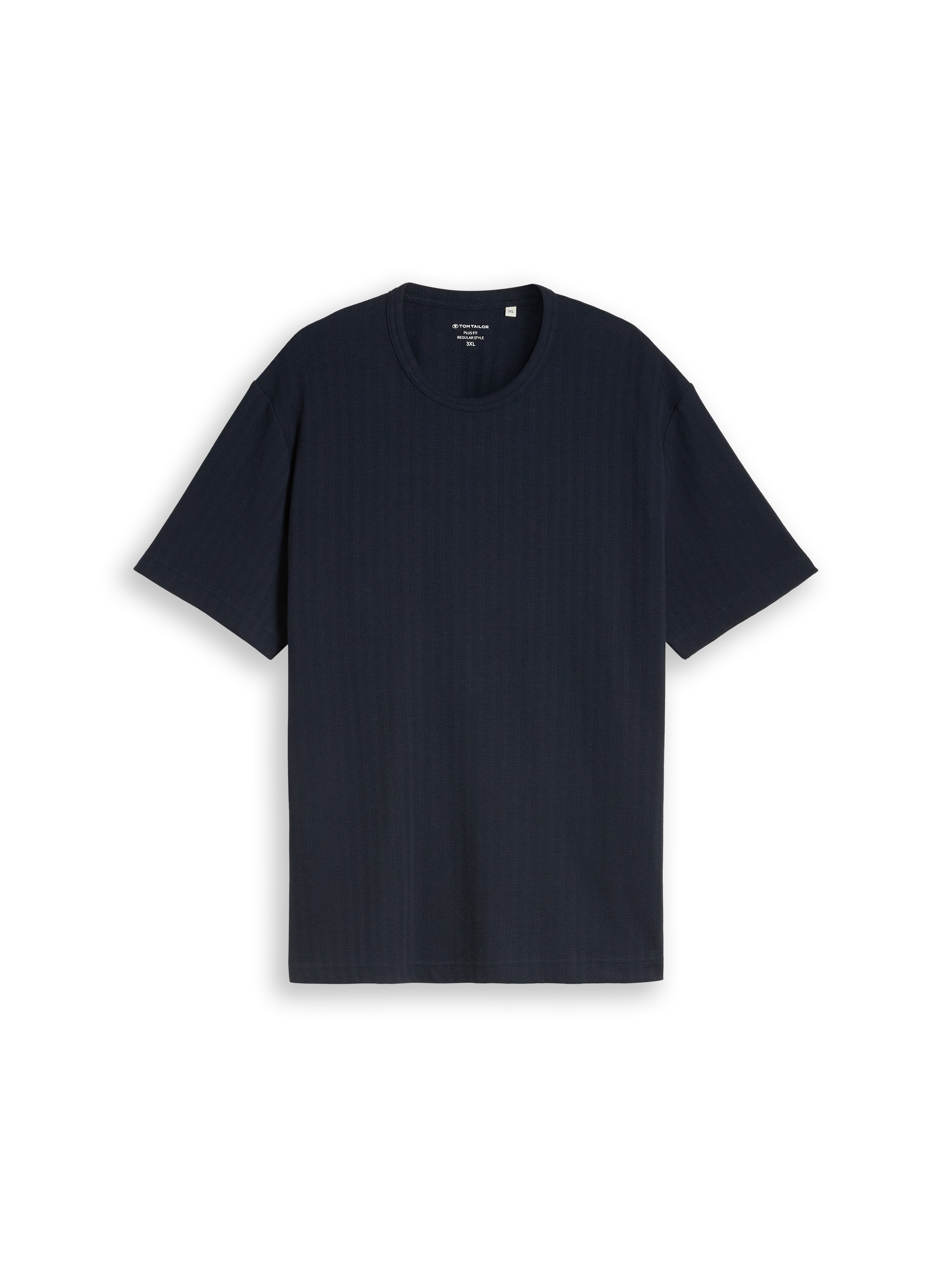 Plus Size - Waffle-textured T-shirt in blue by Tom Tailor