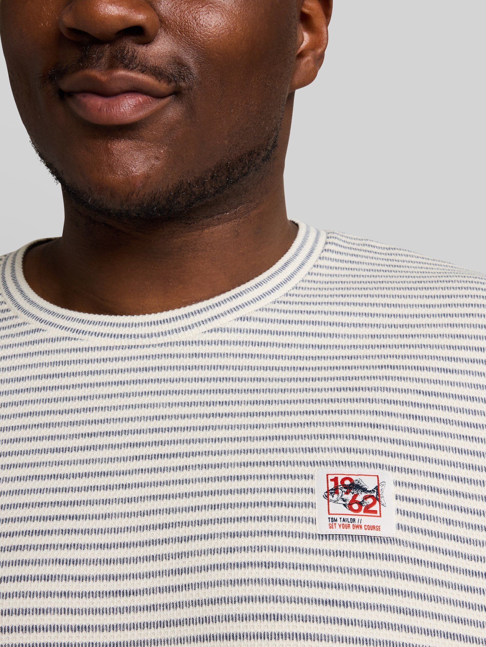 Plus Size - T-shirt à manches longues à rayures - offwhite structured stripe - Vue détaillée du modèle