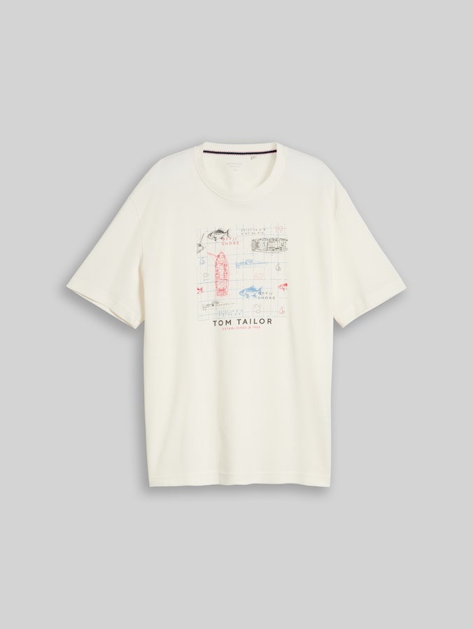 Plus Size - T-shirt met wafelstructuur door Men Plus Size, Gardenia White