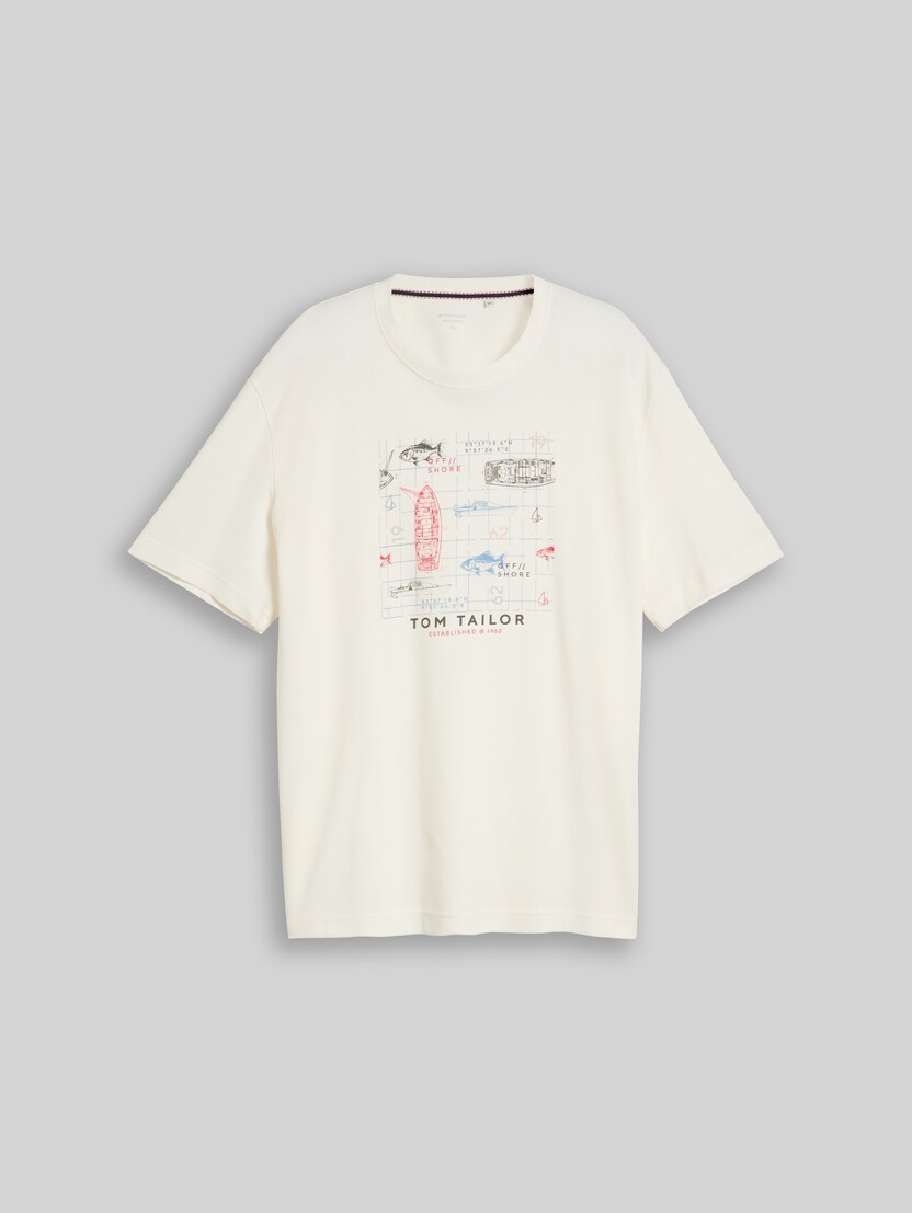 Plus Size - T-shirt with waffle texture by Men Plus Size, Gardenia White