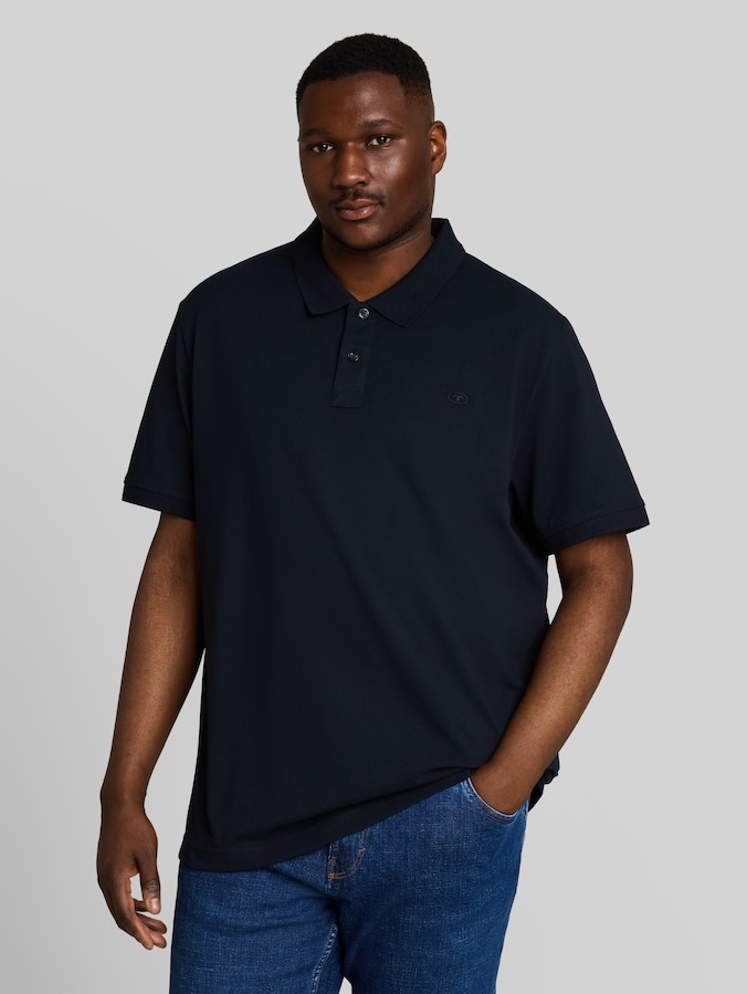 Plus Size - Piqué Poloshirt mit Logo-Stickerei von Men Plus Size, sky captain blue