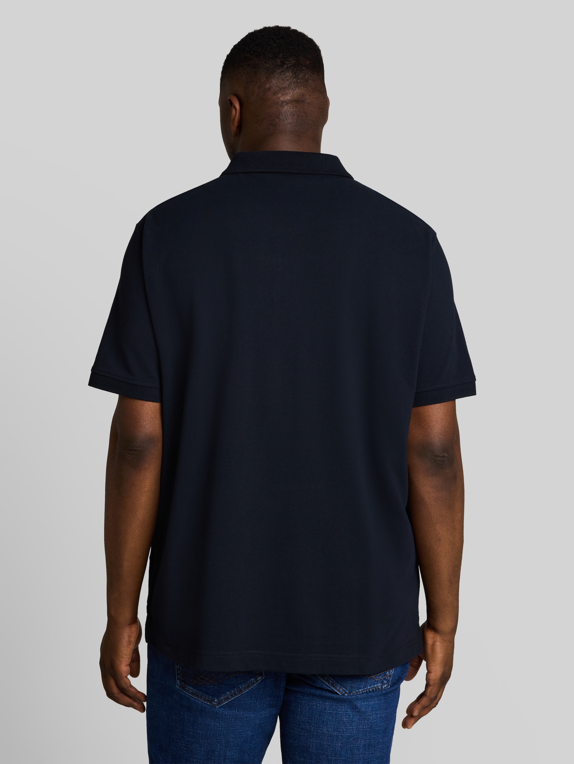 Plus Size - Piqué-poloshirt met geborduurd logo - sky captain blue
