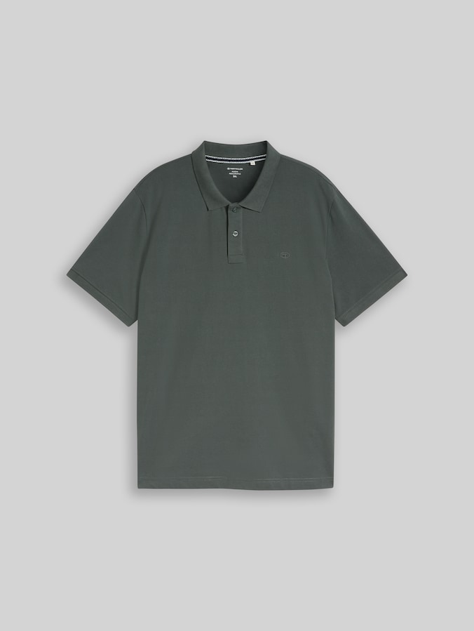 Plus Size - Piqué Poloshirt mit Logo-Stickerei von Men Plus Size, Darkest Olive