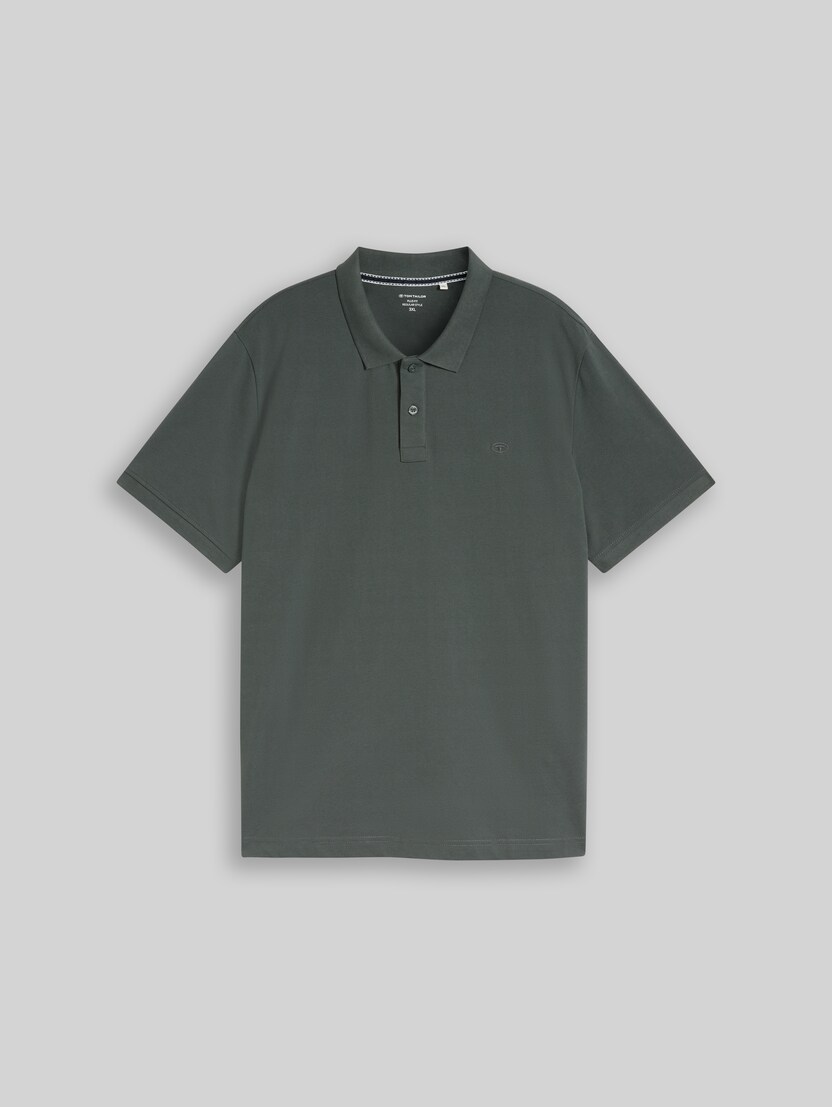 Plus Size - Piqué polo shirt with embroidered logo by Men Plus Size, Darkest Olive