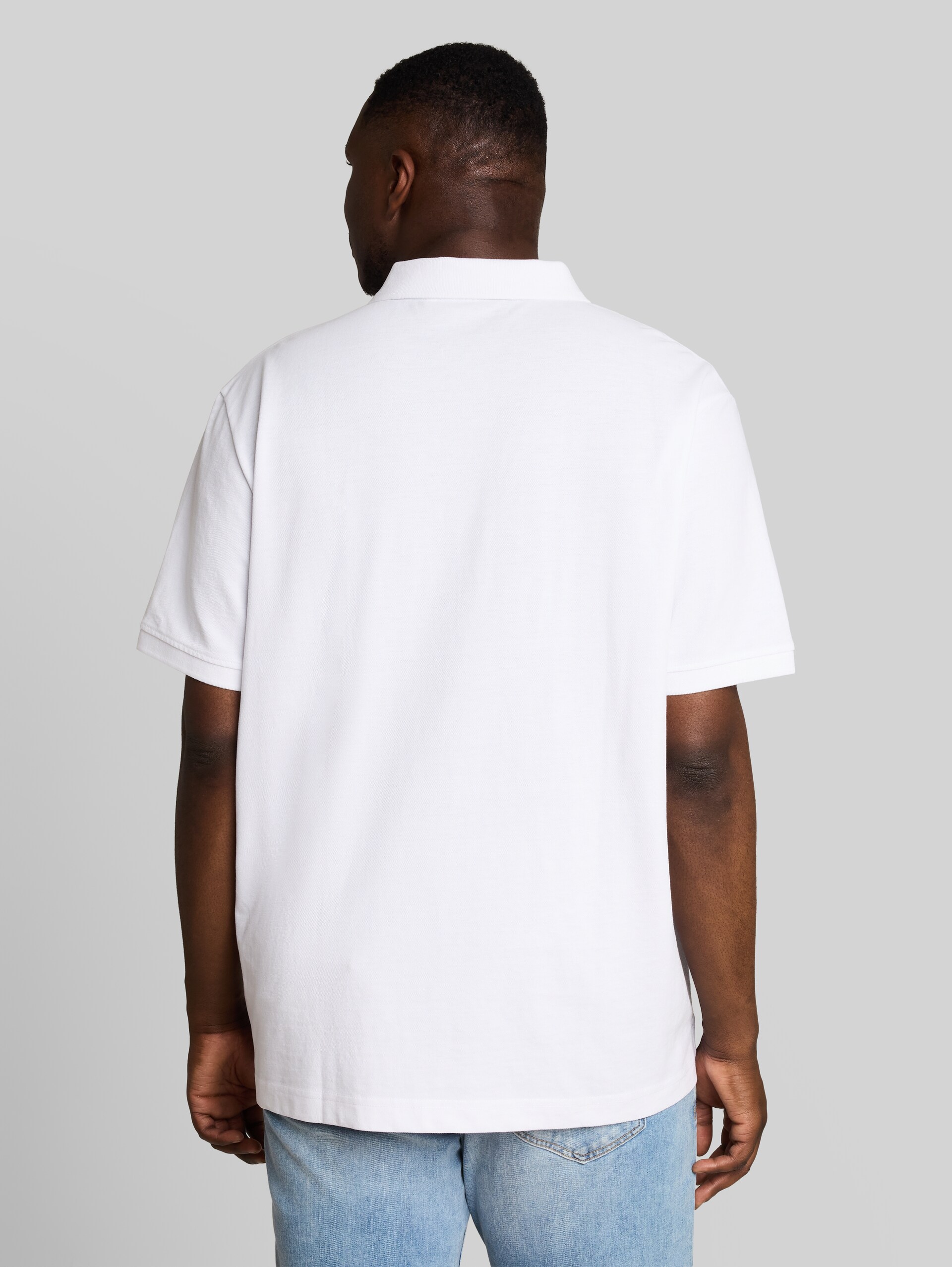 Plus Size - Piqué-poloshirt met geborduurd logo - White