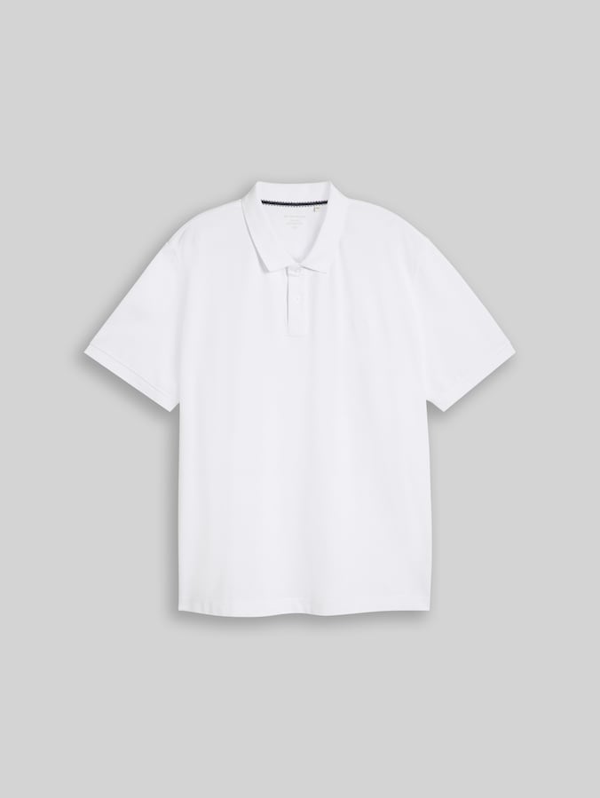 Plus Size - Piqué Poloshirt mit Logo-Stickerei von Men Plus Size, White