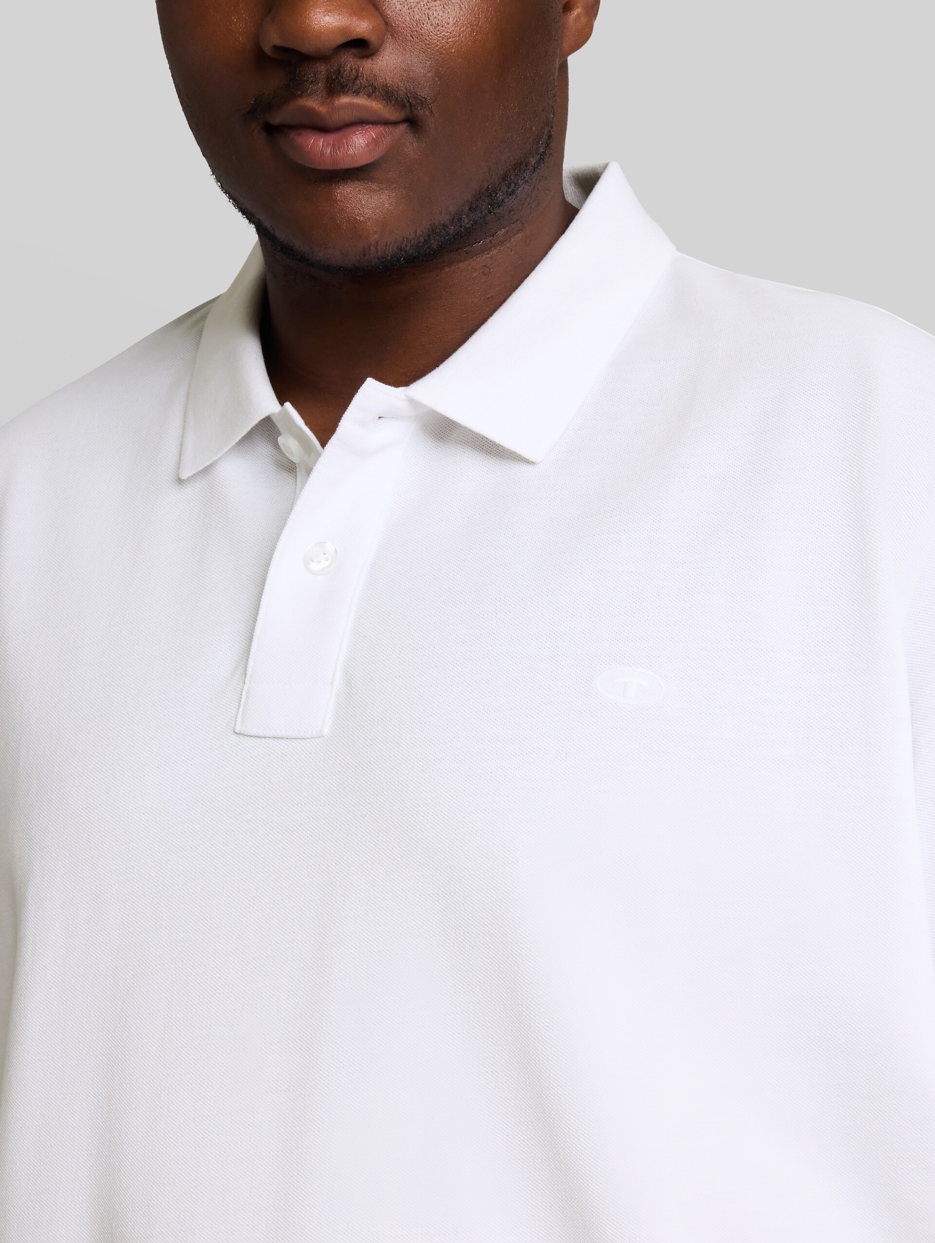 Plus Size - Piqué-poloshirt met geborduurd logo - White