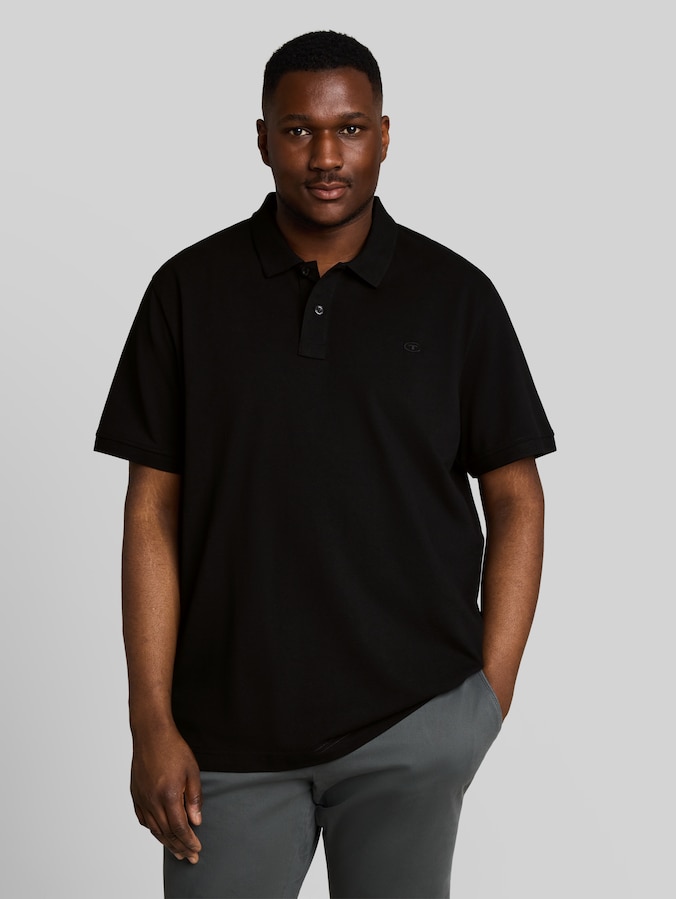 Plus Size - Piqué Poloshirt mit Logo-Stickerei von Men Plus Size, Black