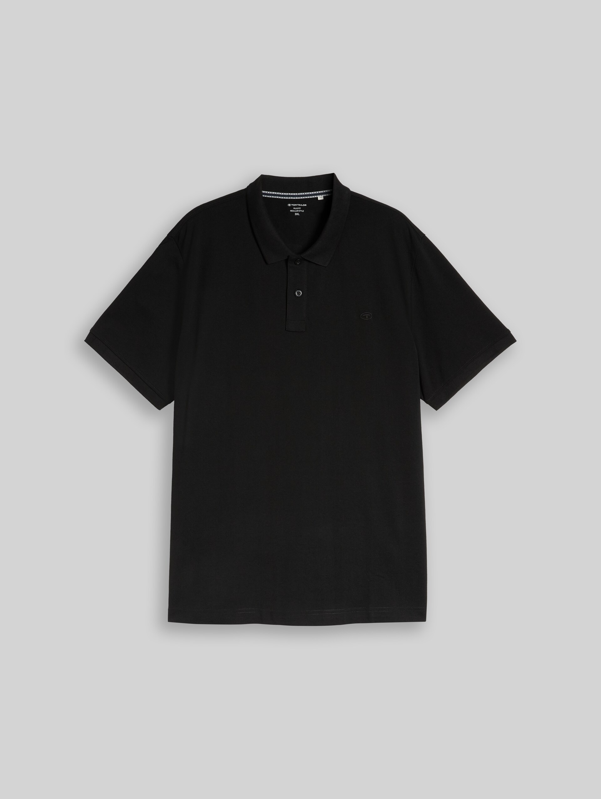 Plus Size - Piqué-poloshirt met geborduurd logo - Black
