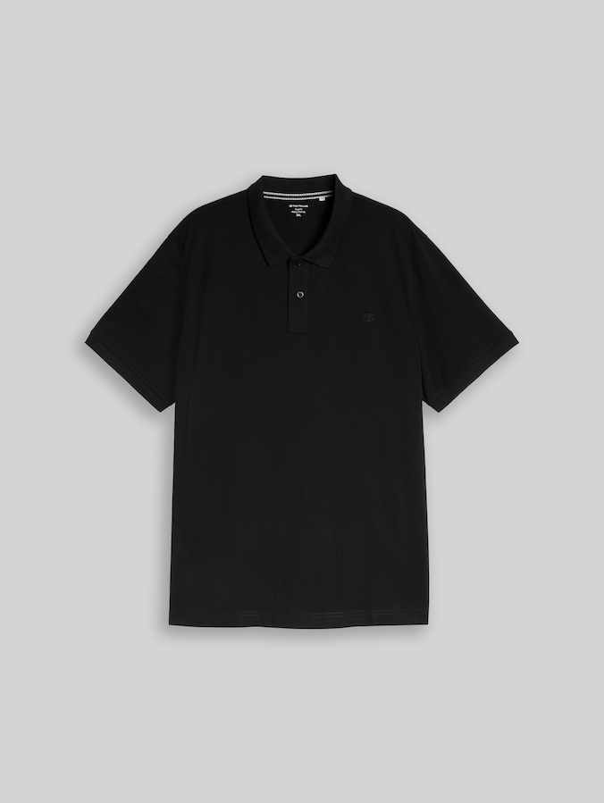 Plus Size - Piqué Poloshirt mit Logo-Stickerei von Men Plus Size, Black