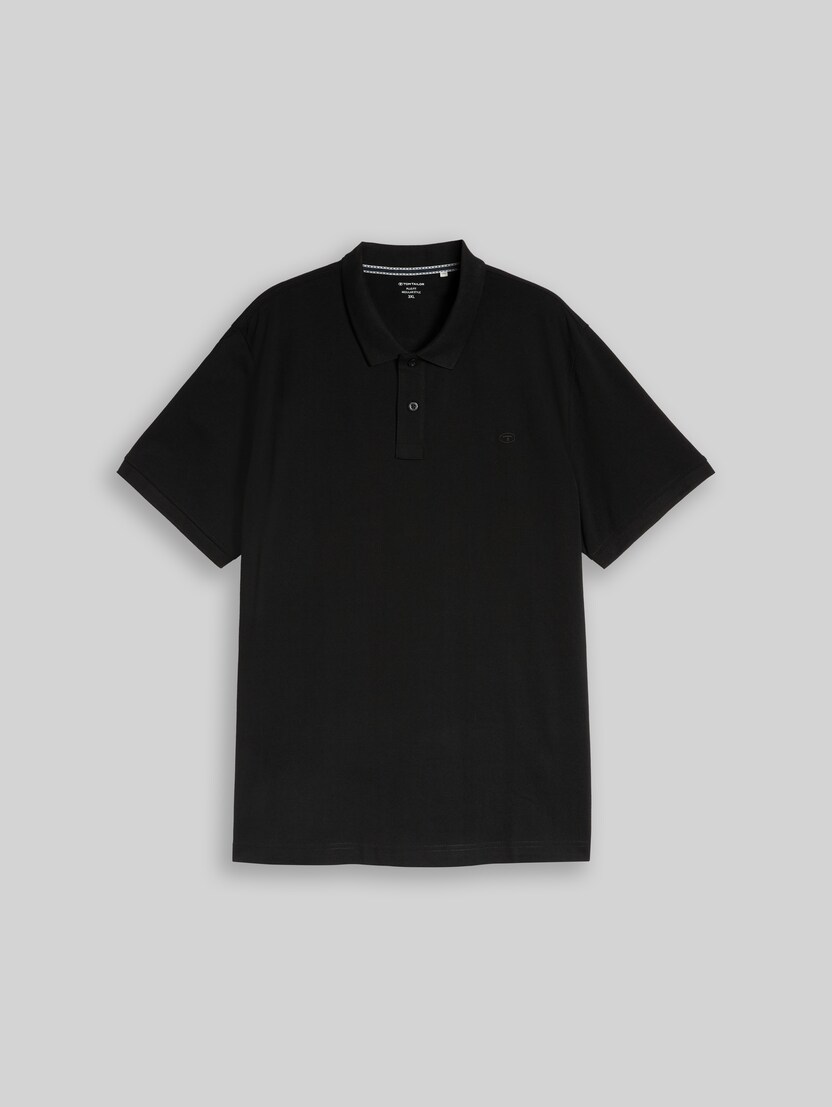 Plus Size - Piqué polo shirt with embroidered logo by Men Plus Size, Black
