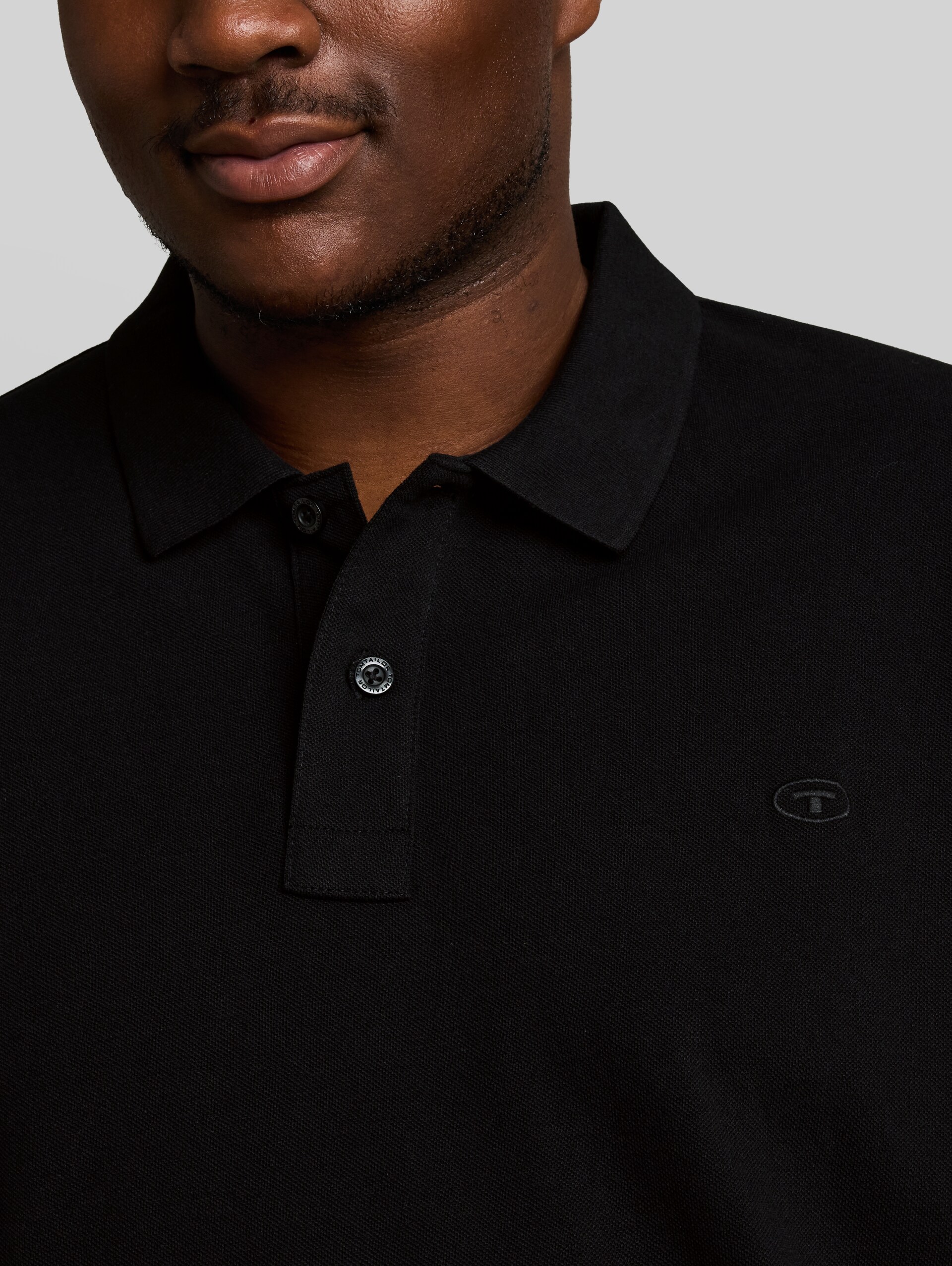 Plus Size - Piqué-poloshirt met geborduurd logo - Black