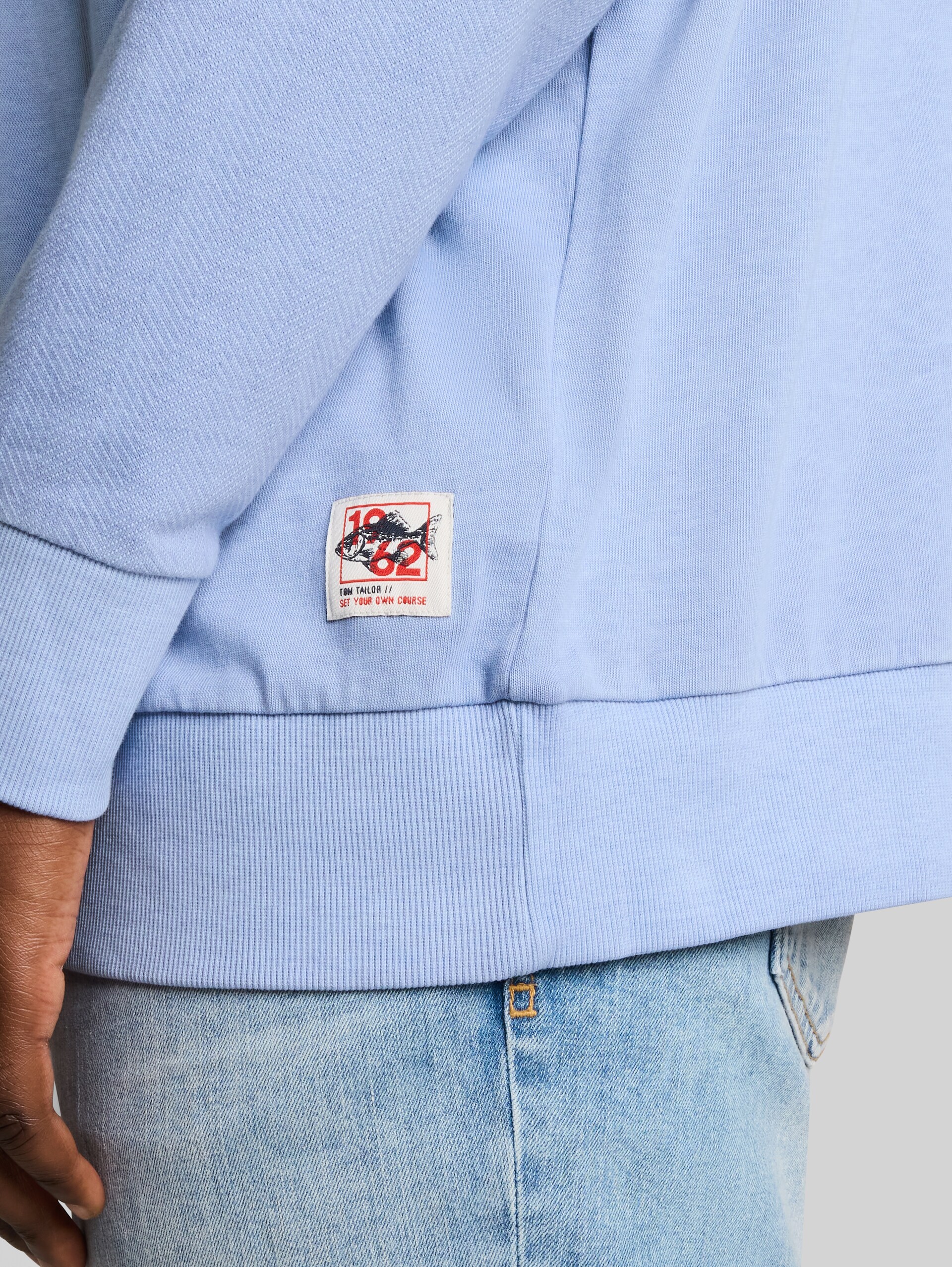 Plus Size - Sweatshirt in used-look - Pale Blue - Detailaanzicht model