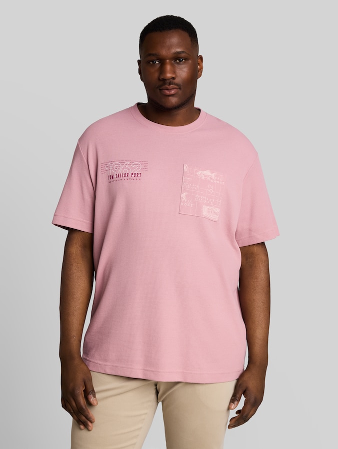 Plus Size - T-Shirt mit Waffelstruktur von Men Plus Size, dusty rose