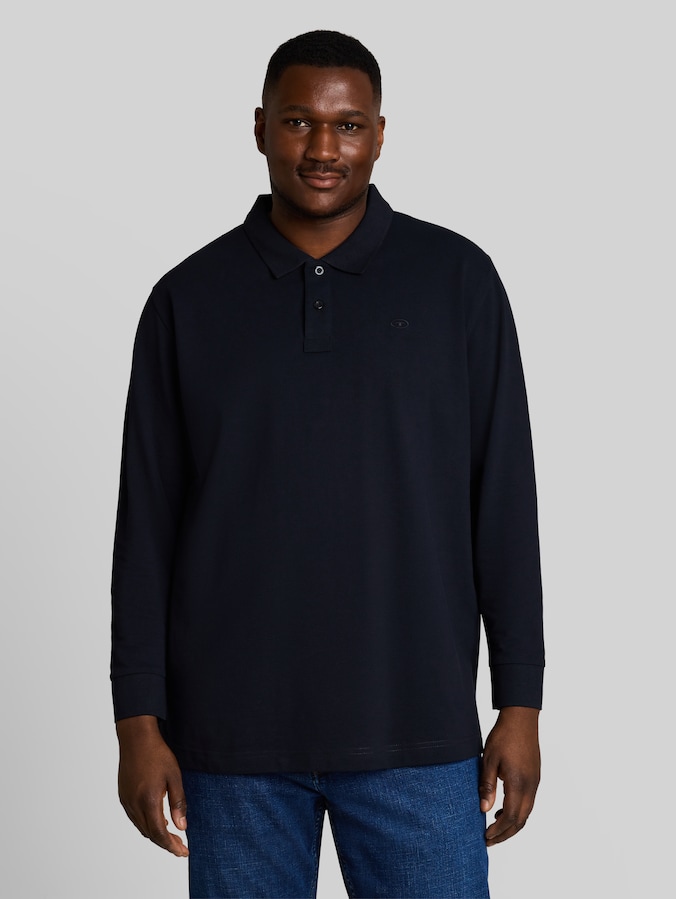 Plus Size - Polo en piqué à manches longues par Men Plus Size, sky captain blue