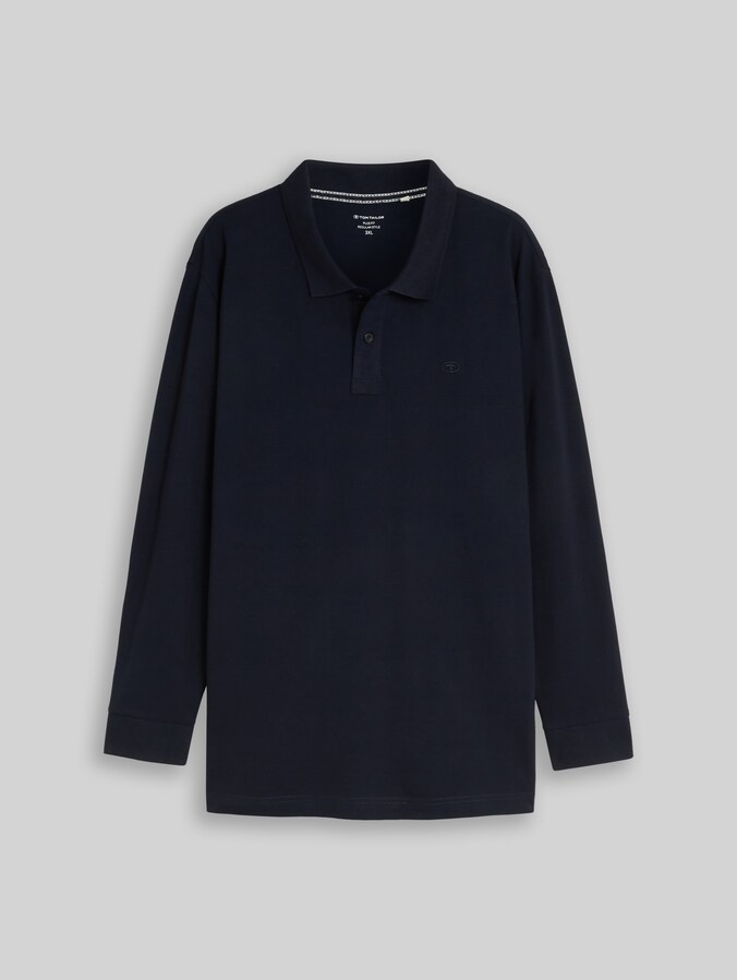 Plus Size - Langarm Piqué Poloshirt von Men Plus Size, sky captain blue