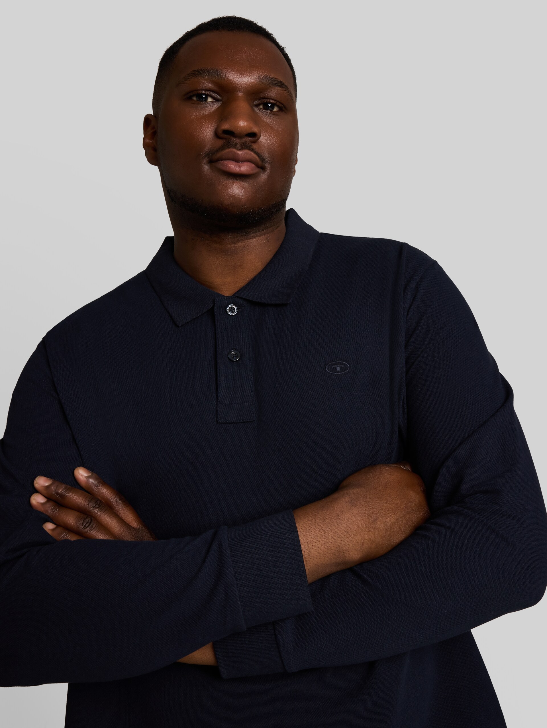 Plus Size - Langarm Piqué Poloshirt - sky captain blue