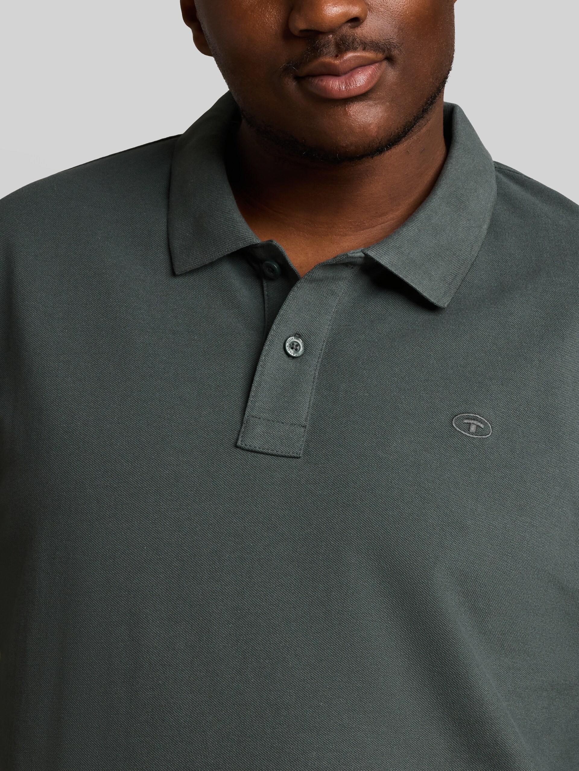 Plus Size - Langarm Piqué Poloshirt - Darkest Olive