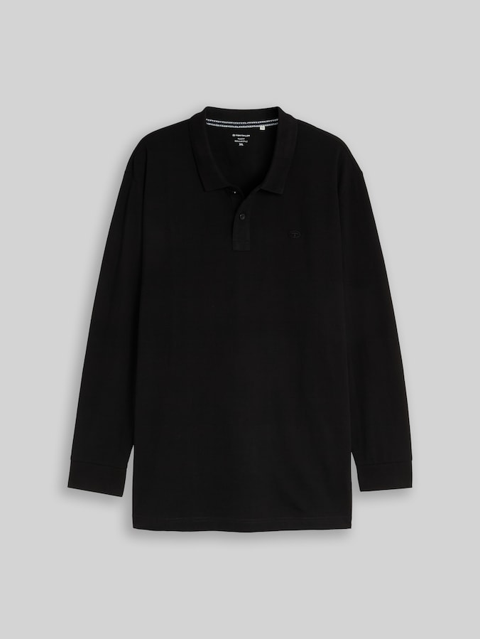Plus Size - Langarm Piqué Poloshirt von Men Plus Size, Black