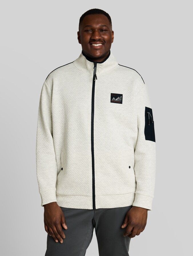 Plus Size - Veste sweat à col montant par Men Plus Size, soft buttercream melange