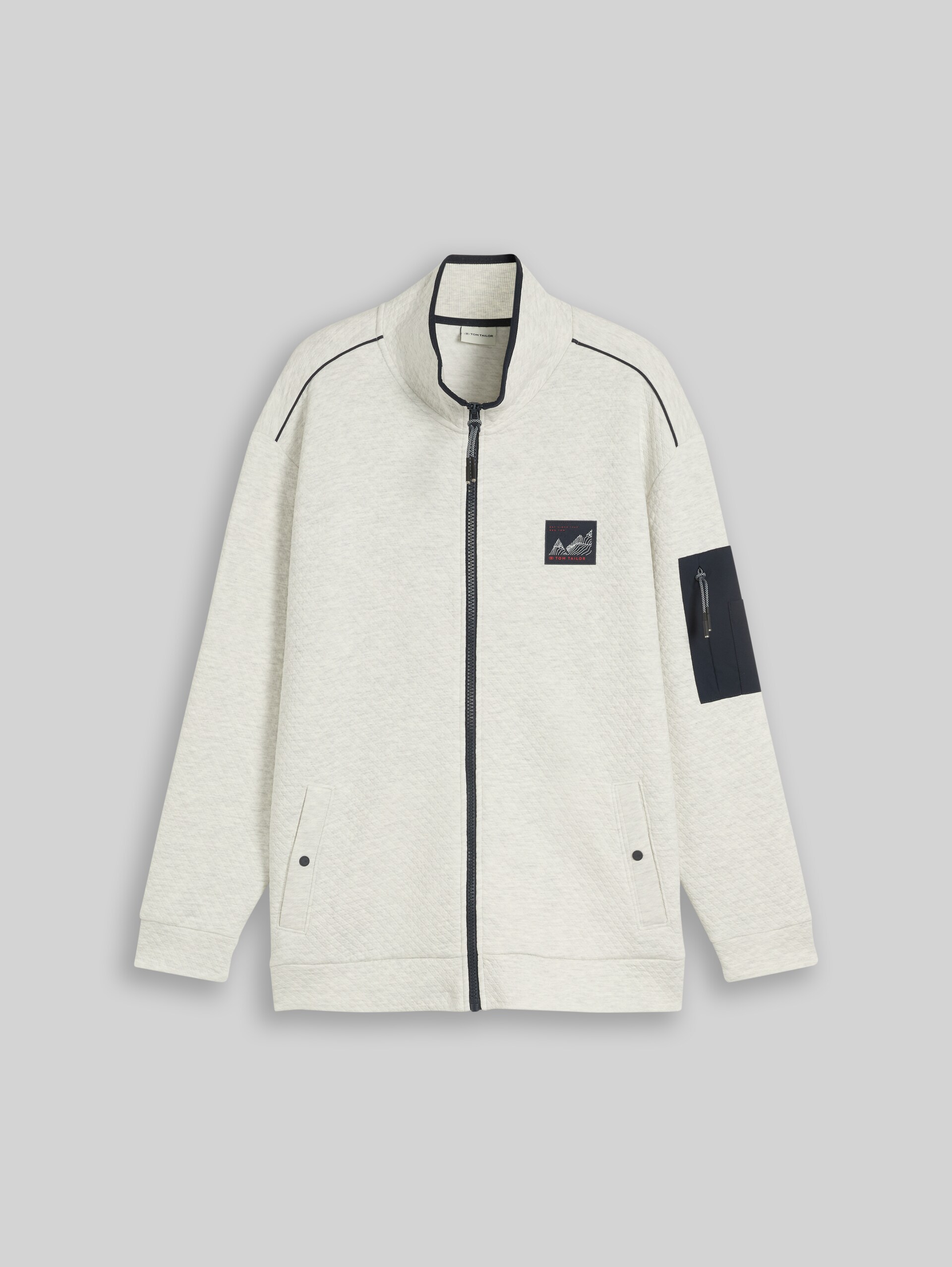 Plus Size - Sweatjacke mit Stehkragen - soft buttercream melange - Vorder-Produkt-Ansicht