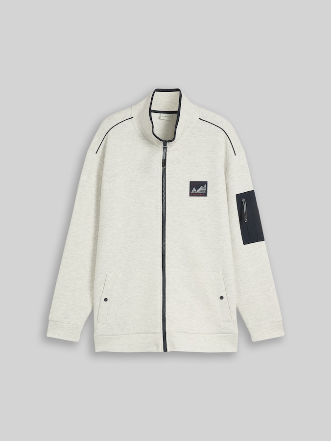 Plus Size - Sweatjacke mit Stehkragen von Men Plus Size, soft buttercream melange