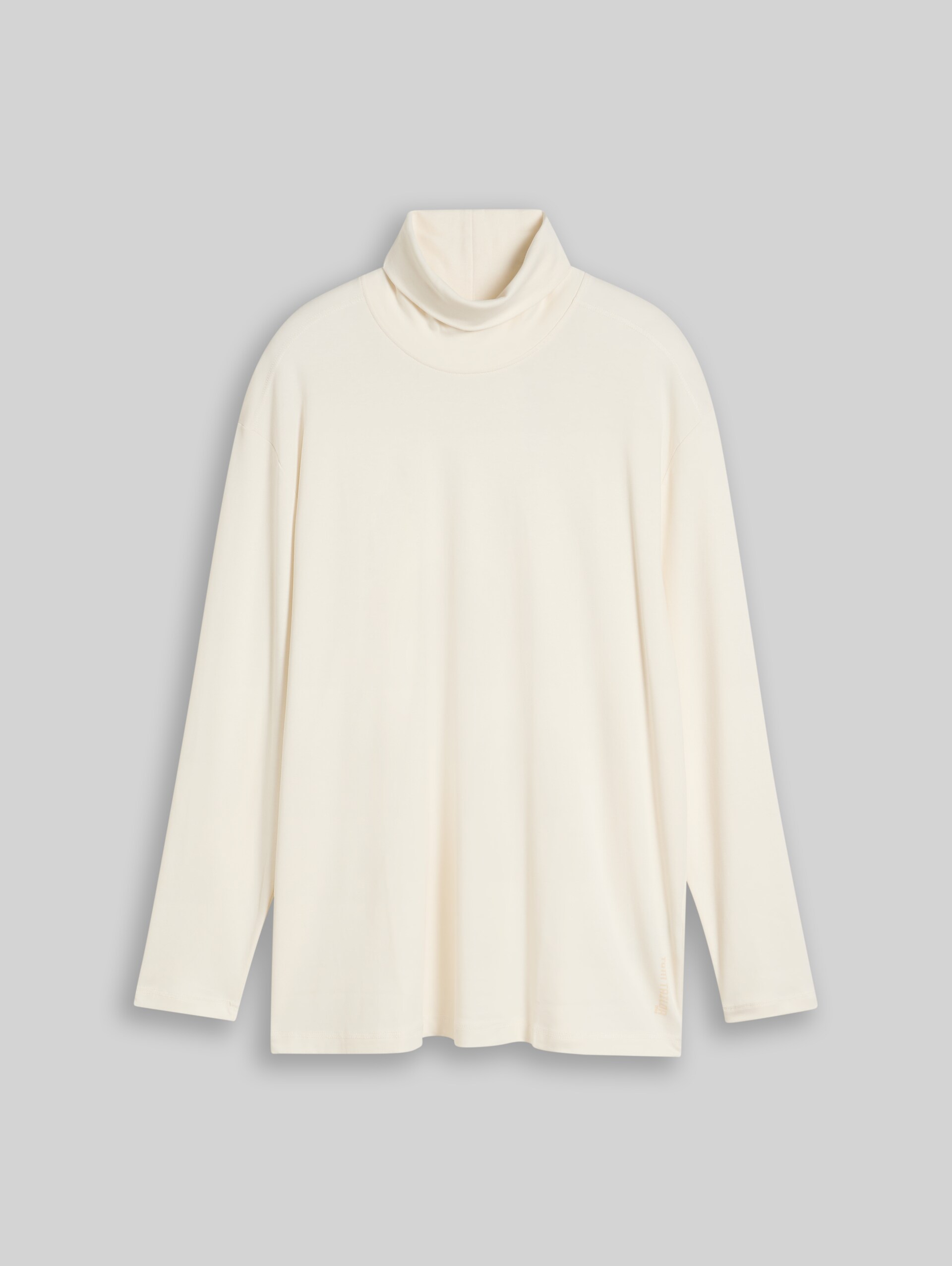 Plus Size - Rollkragenshirt mit Logo-Print - Gardenia White - Vorder-Produkt-Ansicht