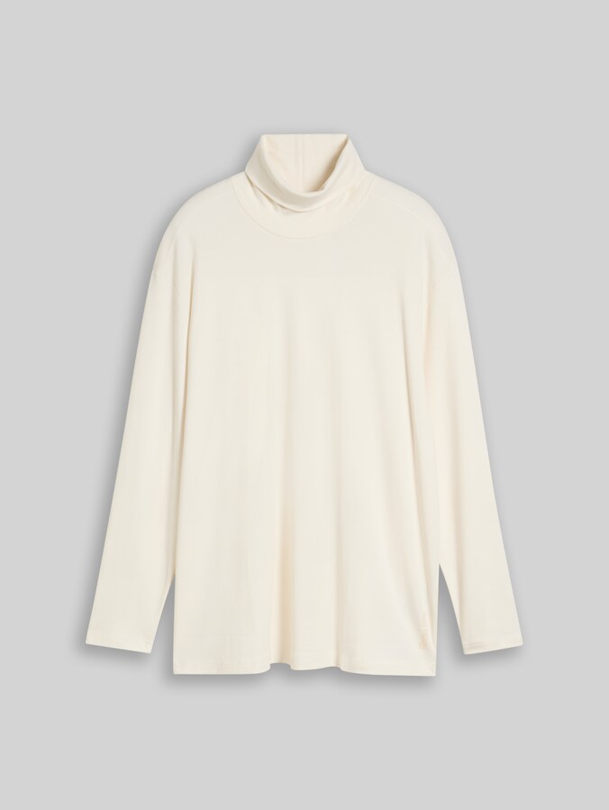 Plus Size - Rollkragenshirt mit Logo-Print von Men Plus Size, Gardenia White