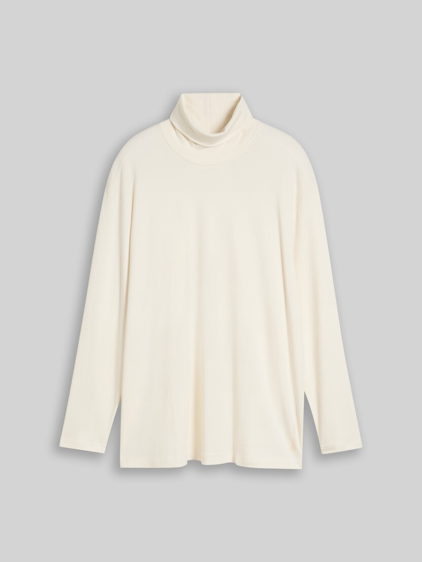 Plus Size – Turtleneck top with logo print by Men Plus Size, Gardenia White