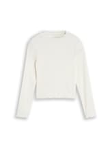 Ausgewählt, Cropped Shirt mit Rippstruktur von Tom Tailor, weiß