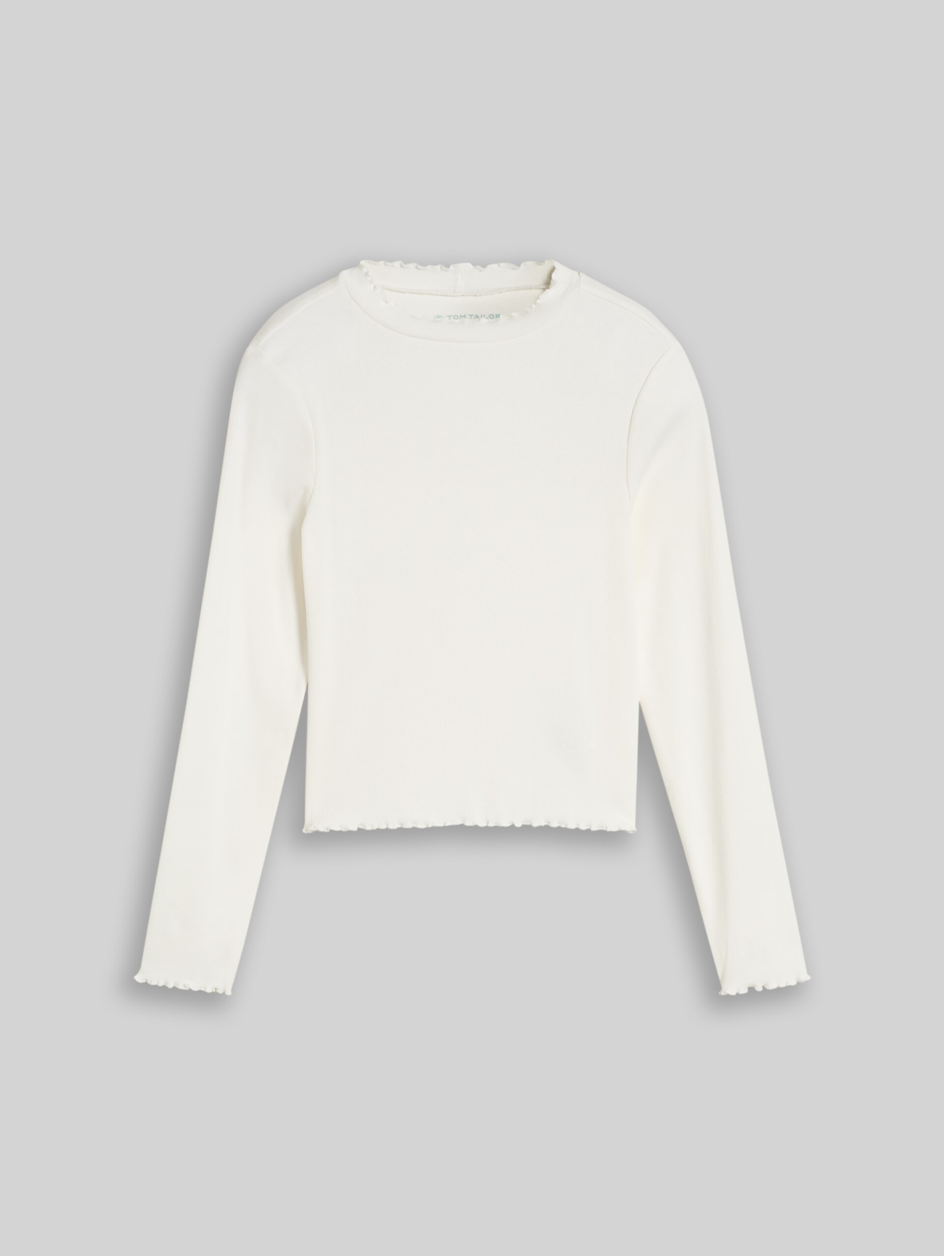 Cropped Shirt mit Rippstruktur - Whisper White - Vorder-Produkt-Ansicht