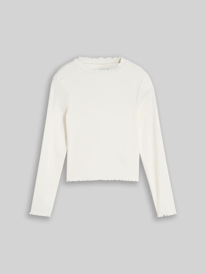 Cropped Shirt mit Rippstruktur von Teen Girls, Whisper White