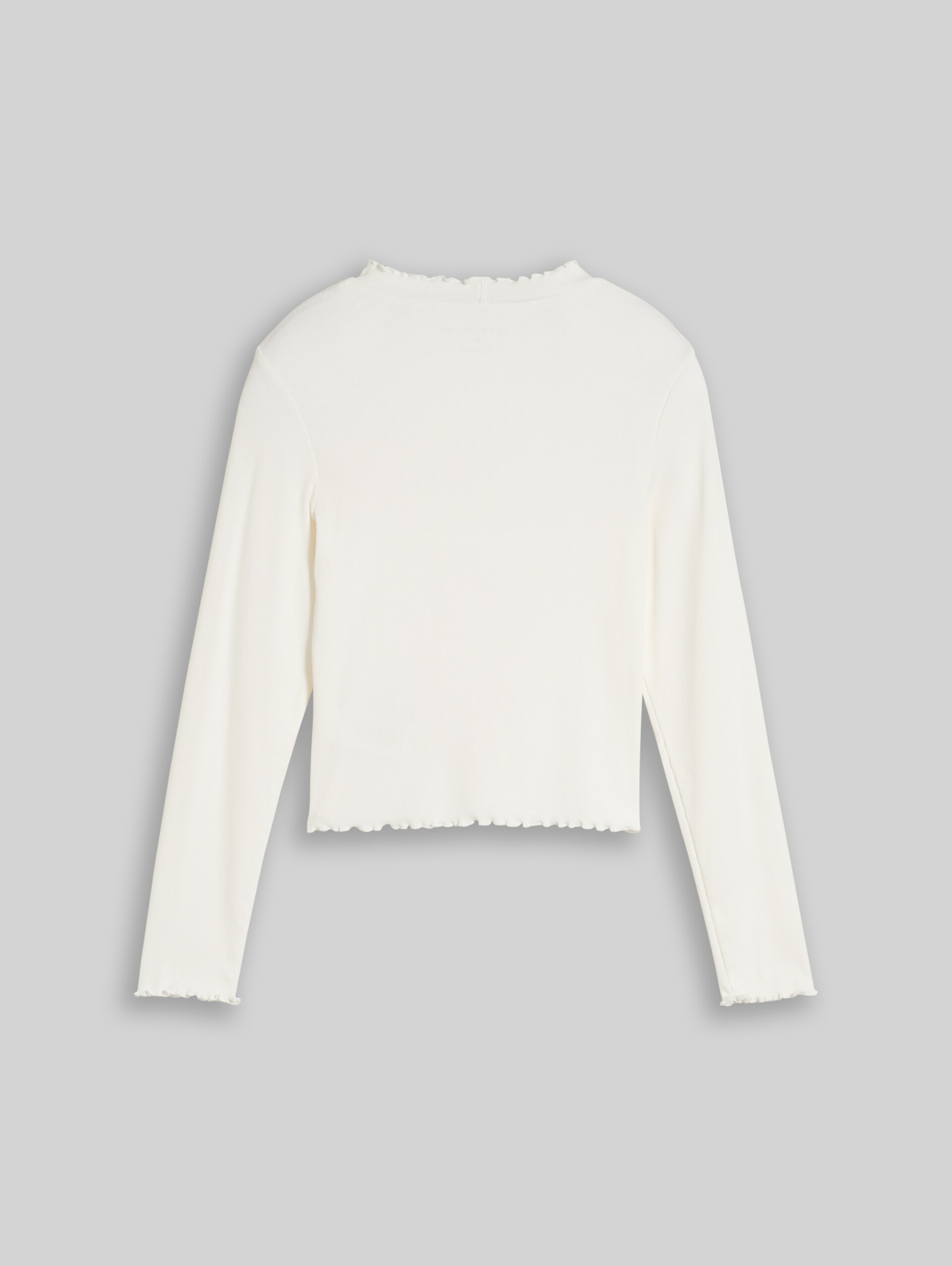 Cropped Shirt mit Rippstruktur - Whisper White