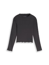 Nicht ausgewählt, Cropped Shirt mit Rippstruktur von Tom Tailor, grau