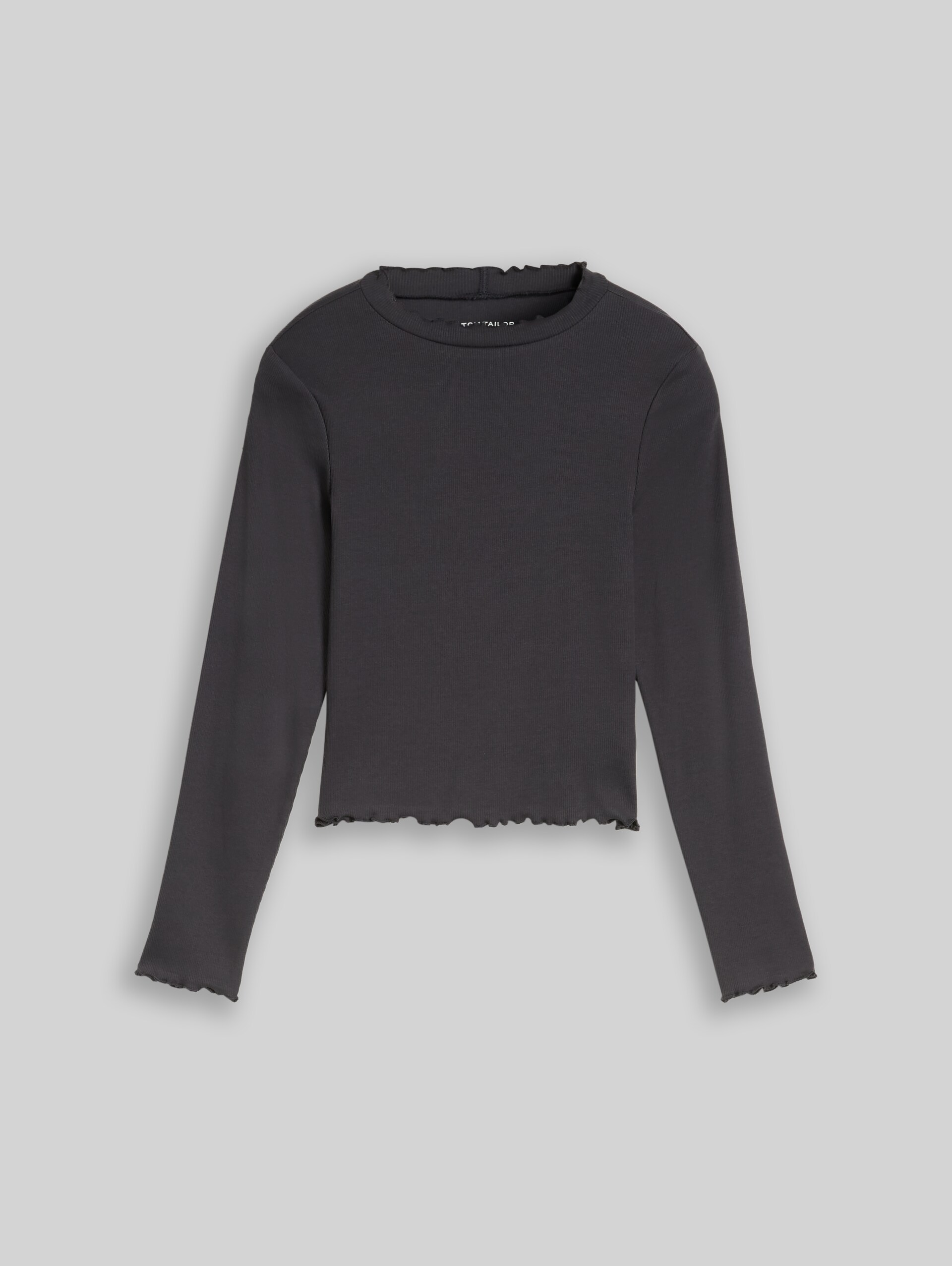Cropped Shirt mit Rippstruktur - coal grey - Vorder-Produkt-Ansicht