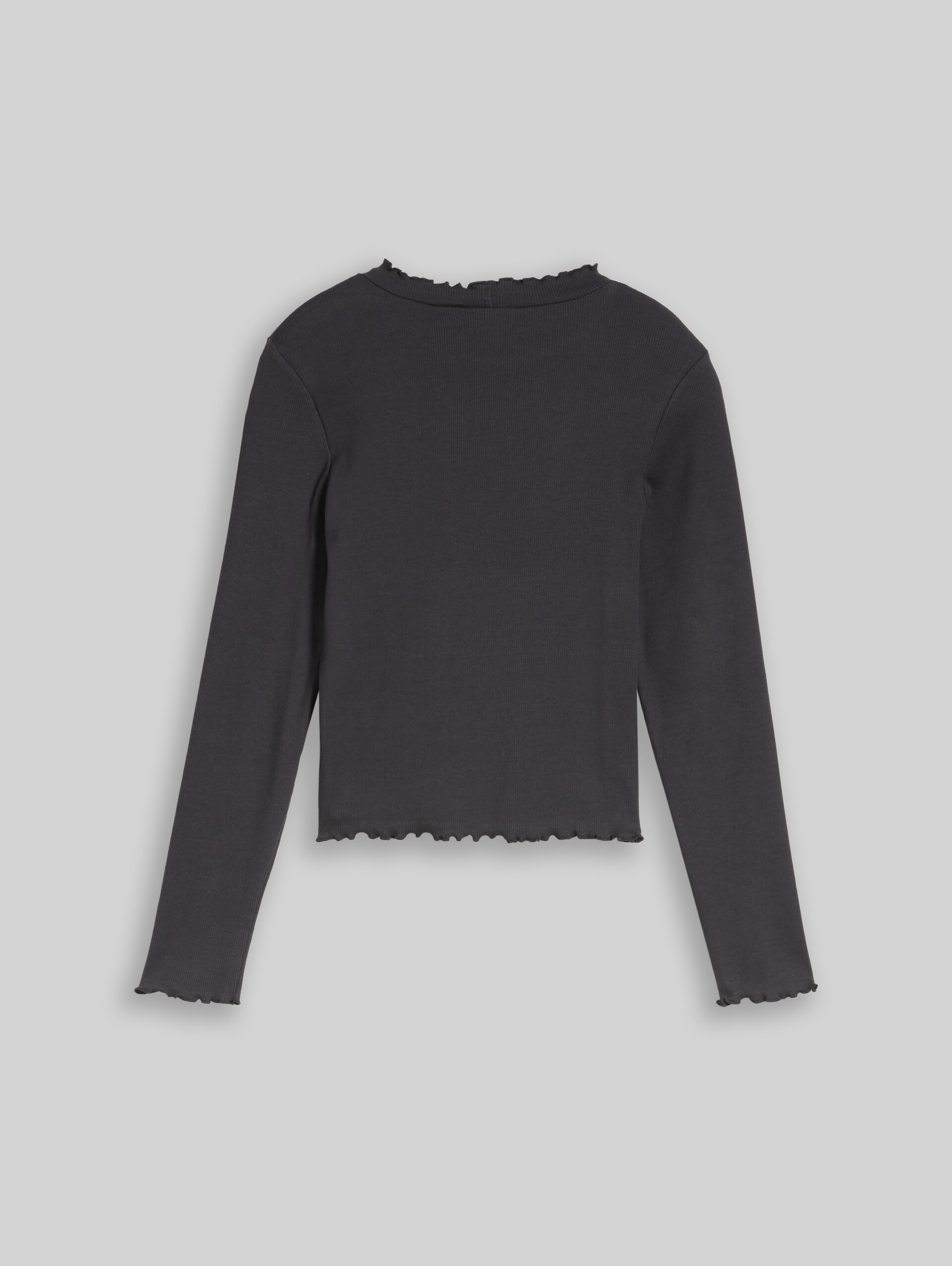 Cropped Shirt mit Rippstruktur - coal grey