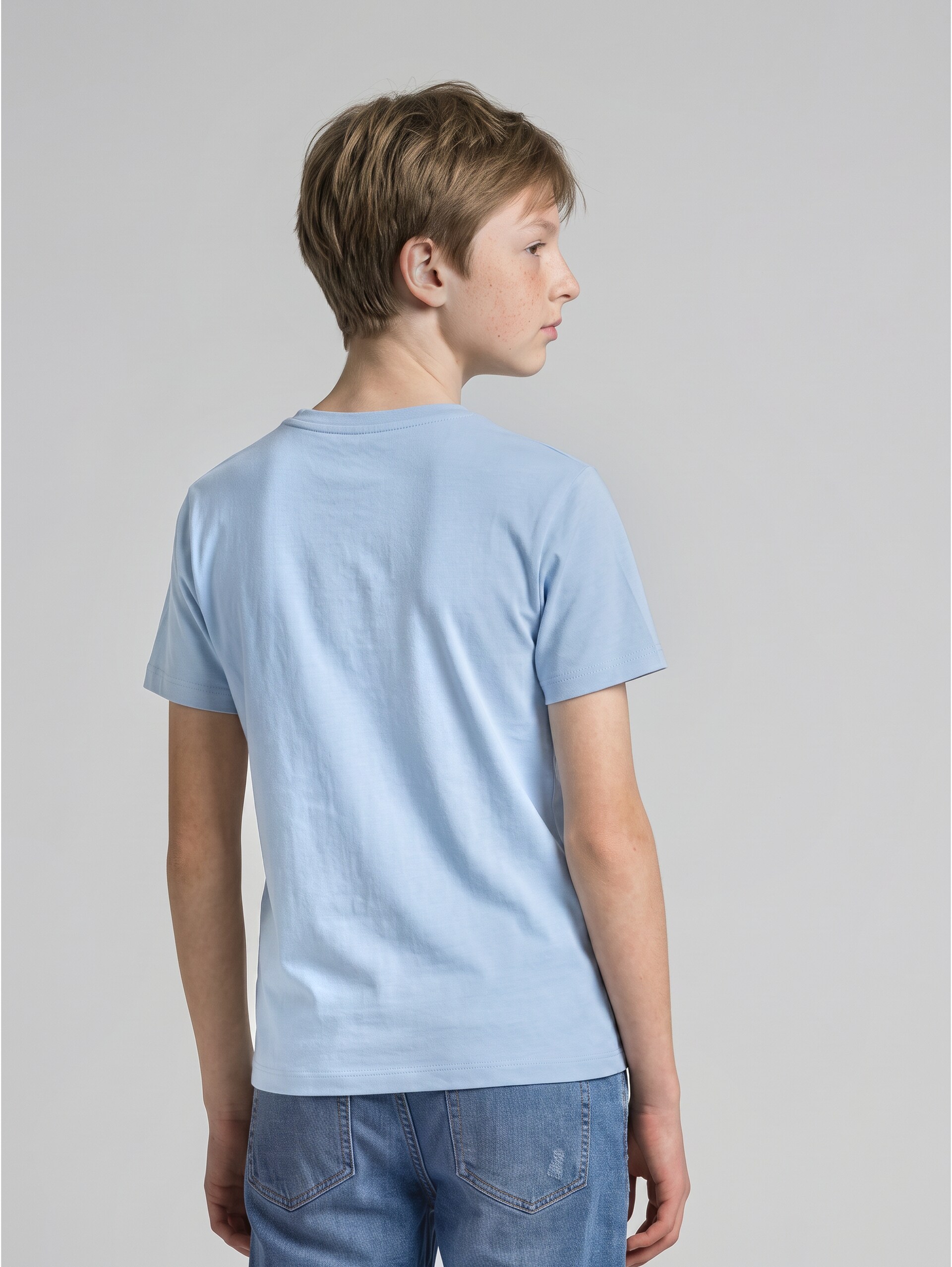 T-shirt met patroon - stonington blue - Neklijn model-achteraanzicht