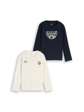 Ausgewählt, Langarmshirt mit Print im 2er-Pack von Tom Tailor, blau