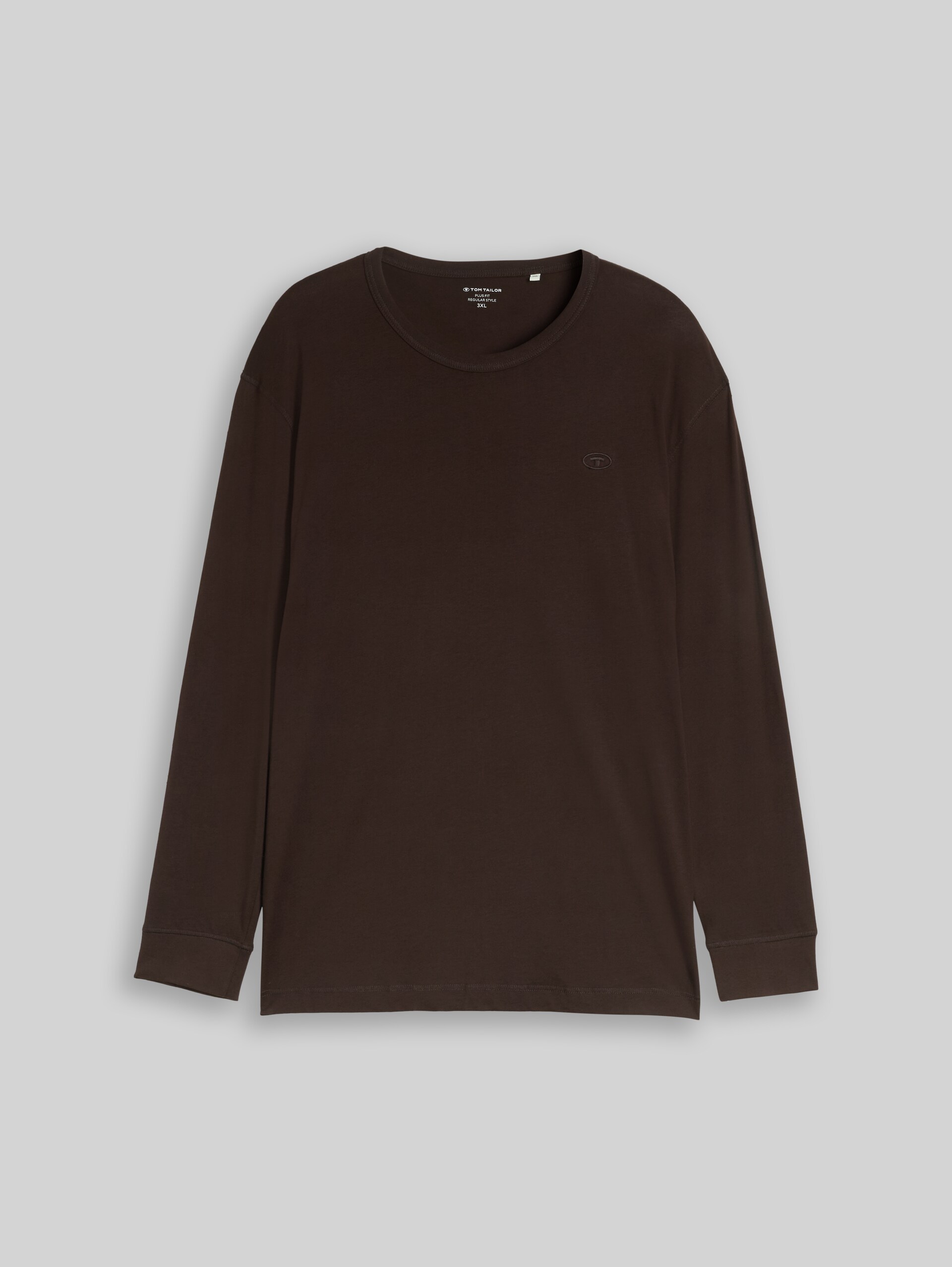 Plus Size - Langarmshirt aus Baumwolle - Dark Chocolate Brown - Vorder-Produkt-Ansicht