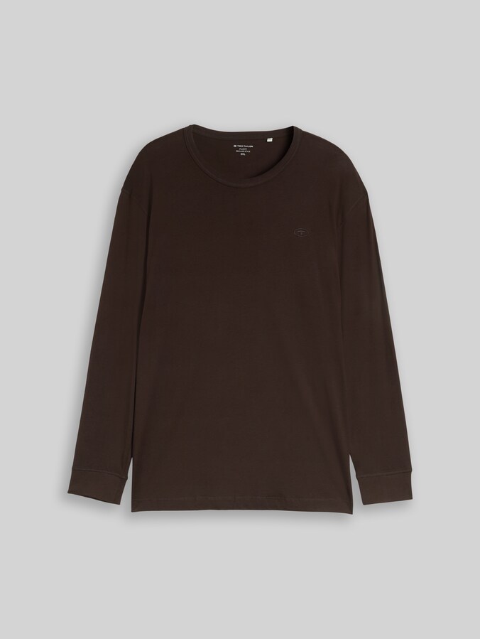 Plus Size - Langarmshirt aus Baumwolle von Men Plus Size, Dark Chocolate Brown