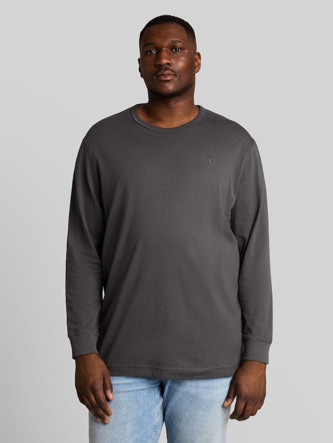 Plus Size - Langarmshirt aus Baumwolle von Men Plus Size, Tarmac Grey
