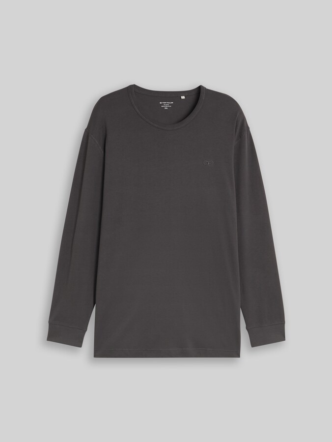 Plus Size - katoenen shirt met lange mouwen door Men Plus Size, Tarmac Grey