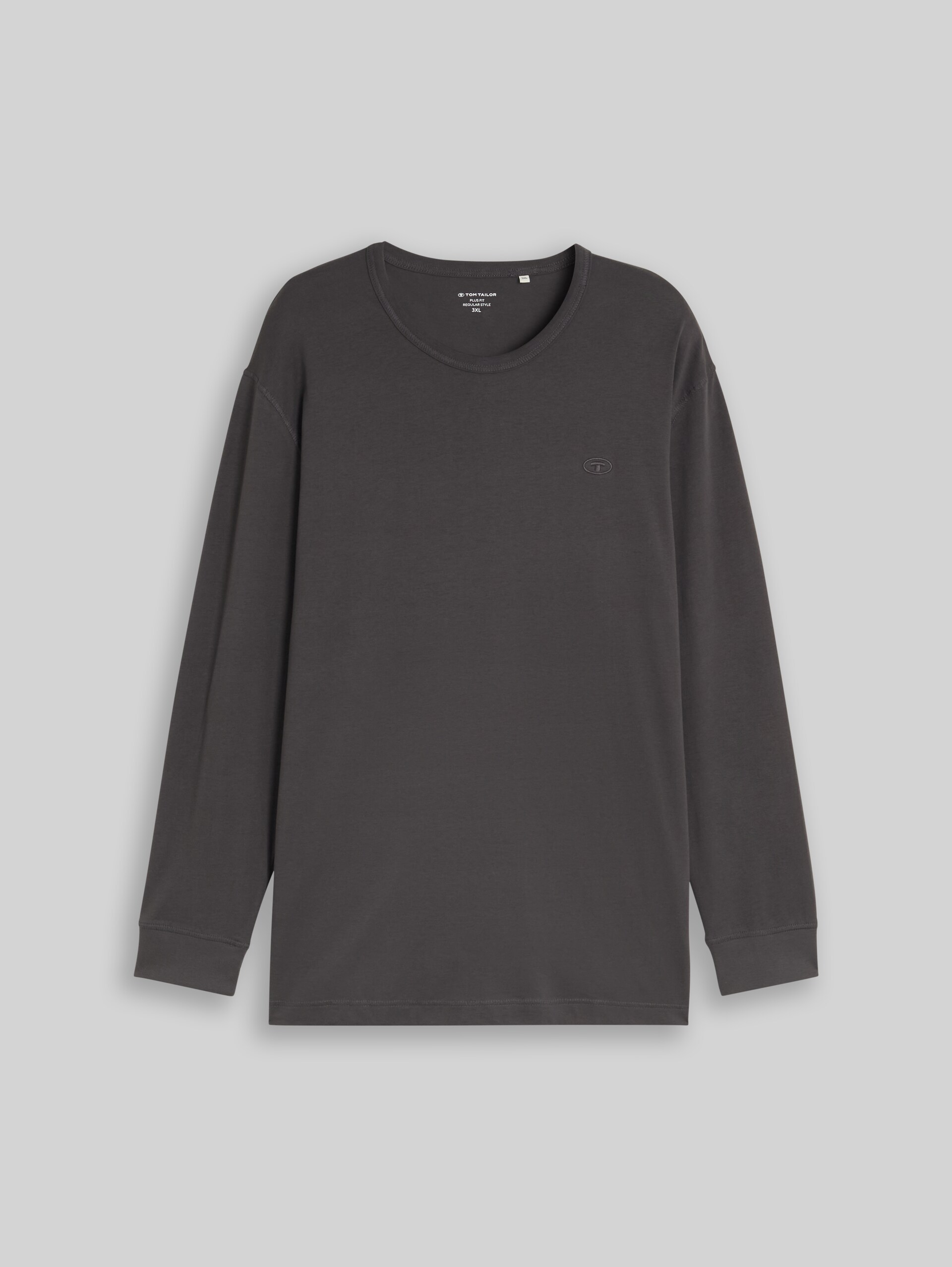 Plus Size - T-shirt à manches longues en coton grande taille - Tarmac Grey - Vue de face du produit