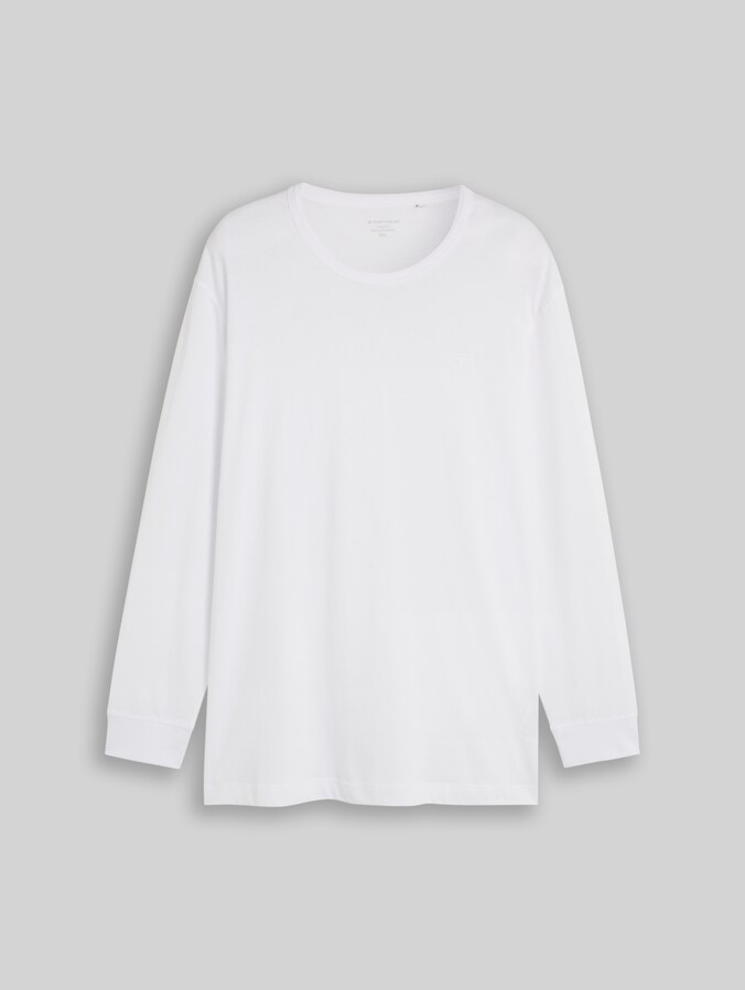 Plus Size - katoenen shirt met lange mouwen door Men Plus Size, White