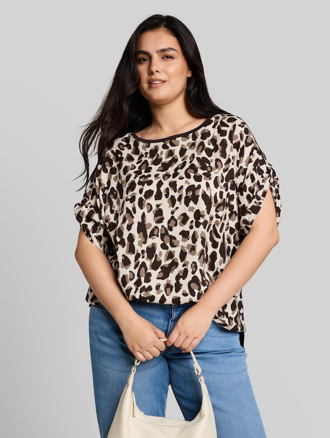 Plus Size - T-shirt met luipaardprint door Women Plus Size, brown beige leo print