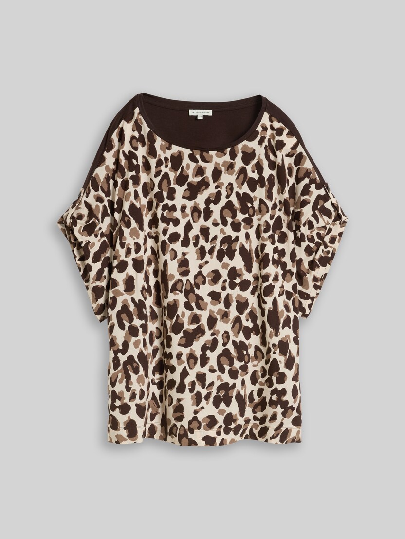 Plus Size - T-Shirt mit Leo-Print von Women Plus Size, brown beige leo print