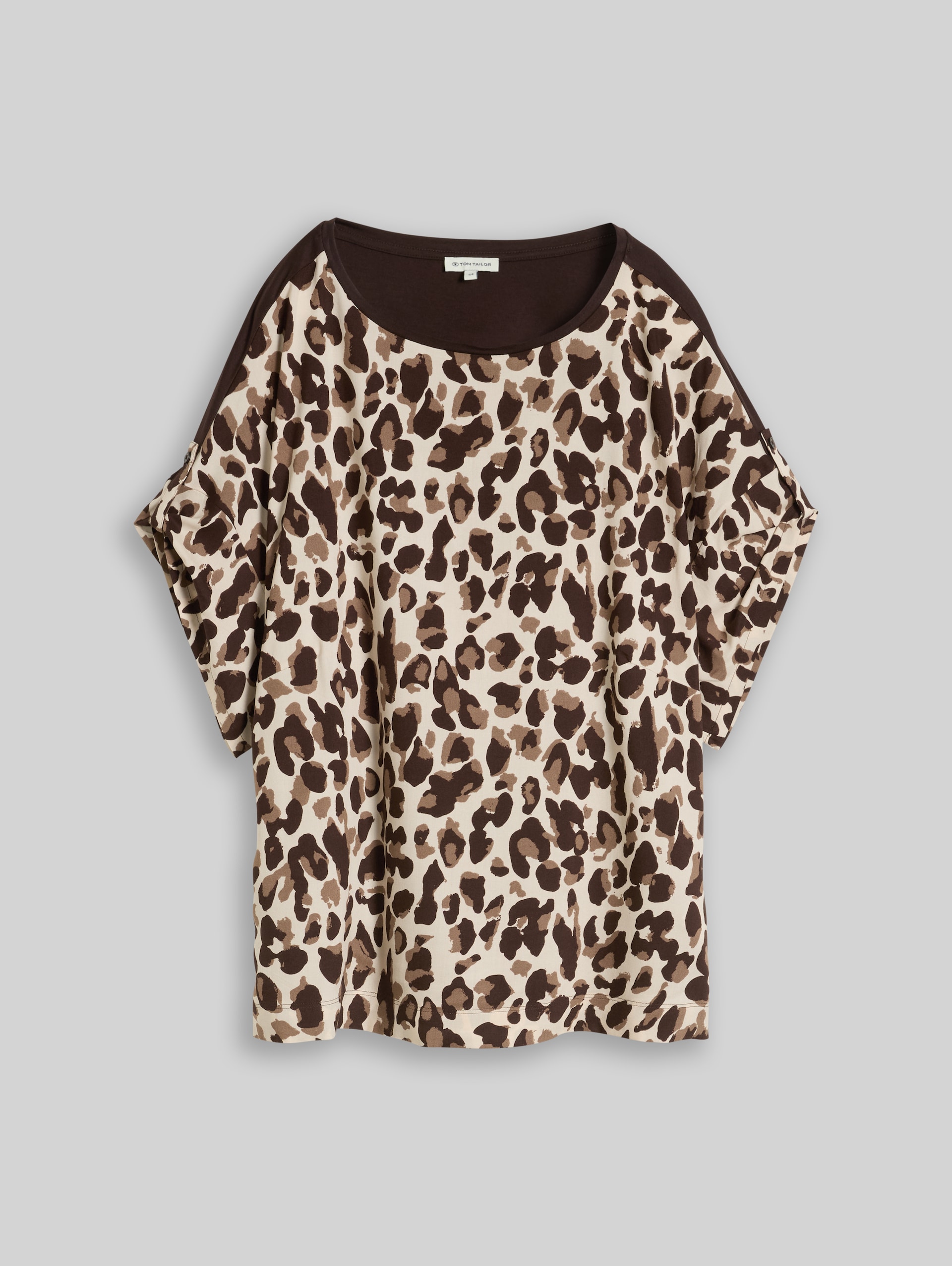 Plus Size - T-shirt à imprimé léopard - brown beige leo print - Vue de face du produit