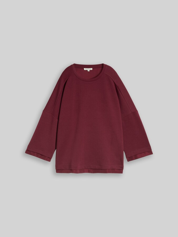Plus Size - Loose Fit Sweatshirt mit 7/8-Arm von Women Plus Size, Preppy Plum