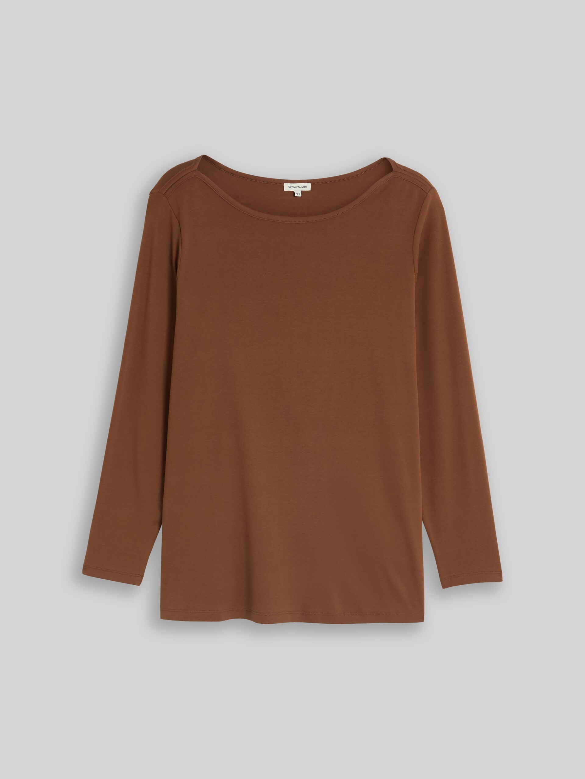 Plus Size - T-shirt à manches longues coupe ajustée avec encolure bateau - camel - Vue de face du produit